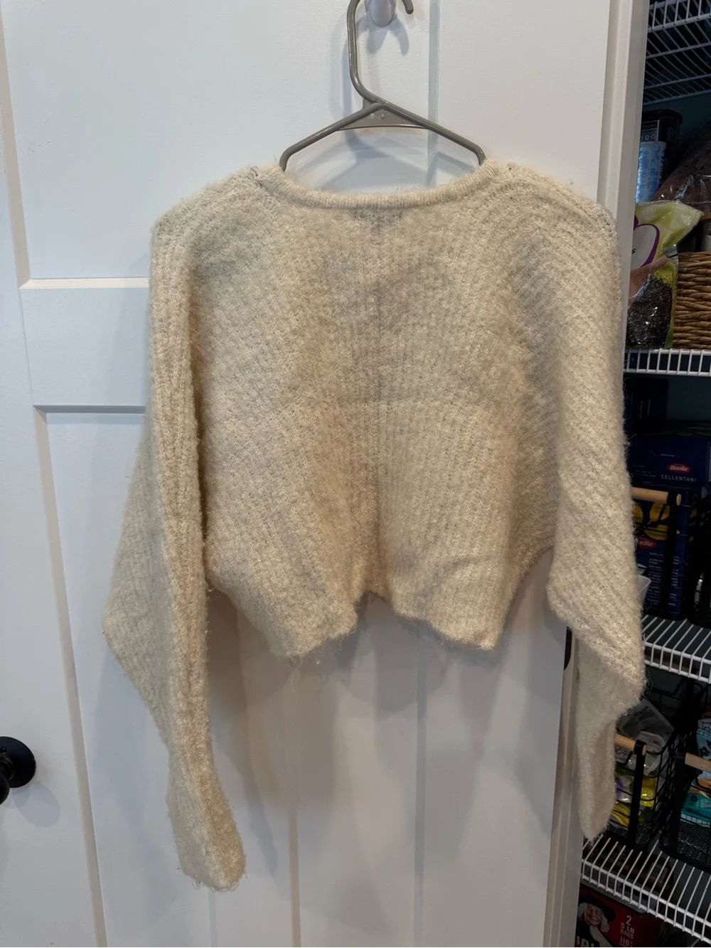 wild fable Cream Cropped Knit Cardigan with Gold Clasp